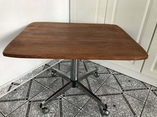 Coffee Table with a Chrome Base and Wheels, 1970s-WQQ-1764629