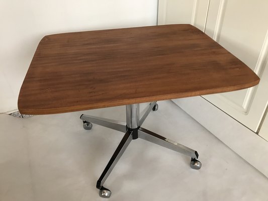 Coffee Table with a Chrome Base and Wheels, 1970s-WQQ-1764629