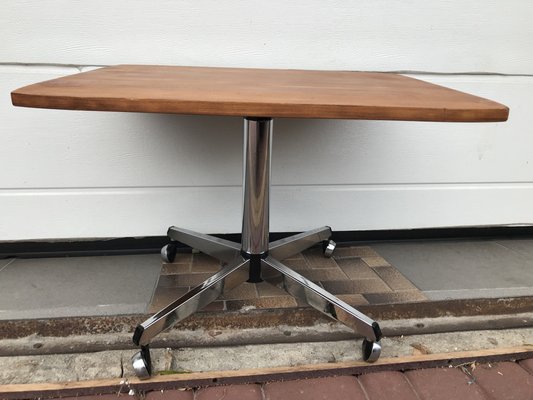 Coffee Table with a Chrome Base and Wheels, 1970s-WQQ-1764629