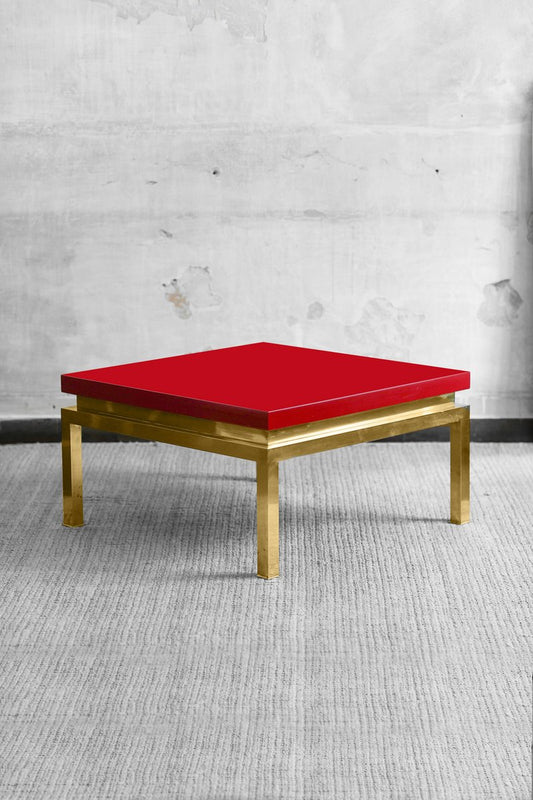 Coffee Table with Brass Structure for Tommaso Barbi, Italy, 1980s