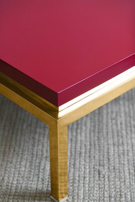 Coffee Table with Brass Structure for Tommaso Barbi, Italy, 1980s-MNF-1704698