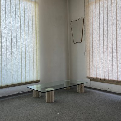 Coffee Table with Crystal and Travertine Feet, 1970s-GTS-1317569