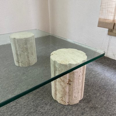 Coffee Table with Crystal and Travertine Feet, 1970s-GTS-1317569