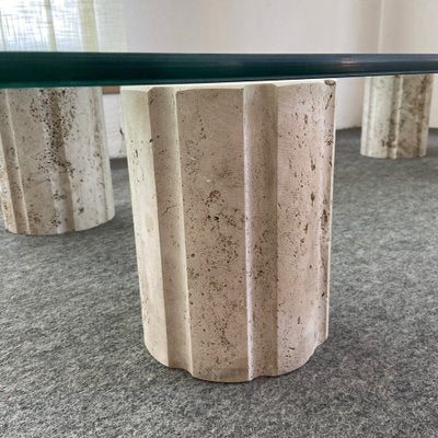 Coffee Table with Crystal and Travertine Feet, 1970s-GTS-1317569