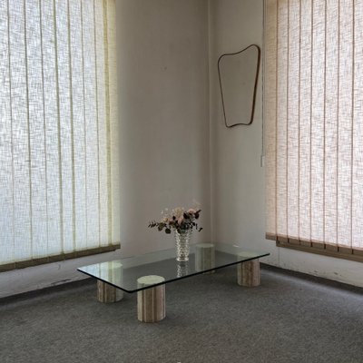 Coffee Table with Crystal and Travertine Feet, 1970s-GTS-1317569