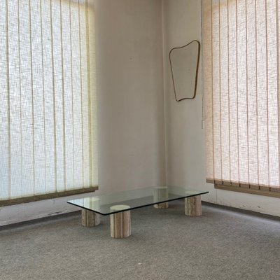 Coffee Table with Crystal and Travertine Feet, 1970s-GTS-1317569