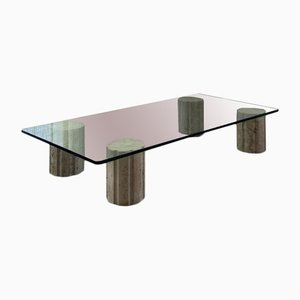 Coffee Table with Crystal and Travertine Feet, 1970s-GTS-1317569