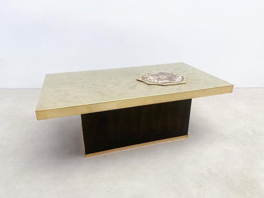 Coffee Table with Fossil Wood Incrustation in the Style of Dario, 1970s-FGA-1406990