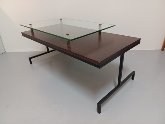 Coffee Table with Glass Top, 1950s-ZQS-1793021