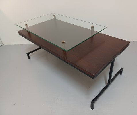 Coffee Table with Glass Top, 1950s-ZQS-1793021