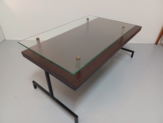 Coffee Table with Glass Top, 1950s-ZQS-1793021