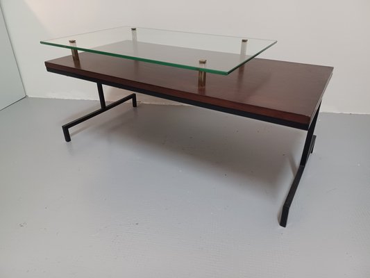 Coffee Table with Glass Top, 1950s-ZQS-1793021