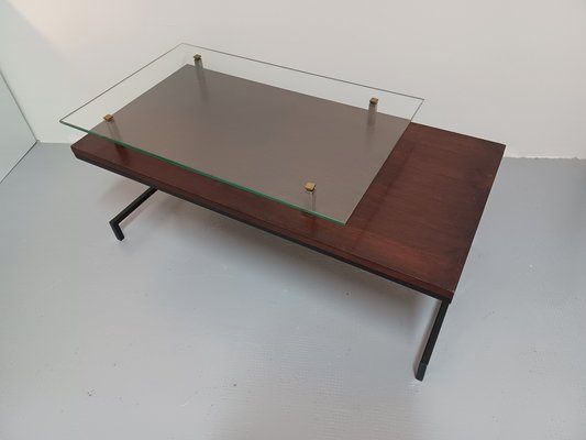 Coffee Table with Glass Top, 1950s-ZQS-1793021