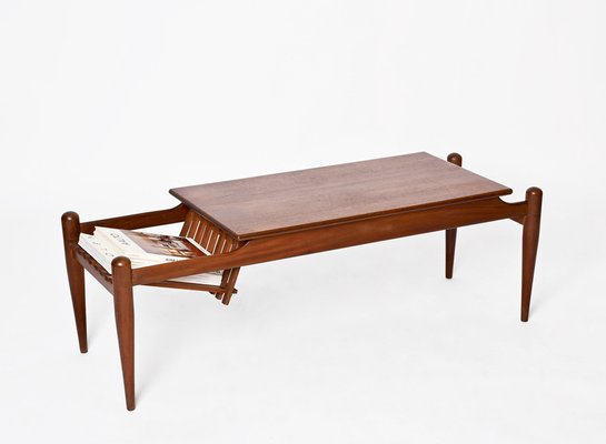 Coffee Table with Magazine Rack in Teak by Ico & Luisa Parisi, Italy, 1960s-JDR-1446871