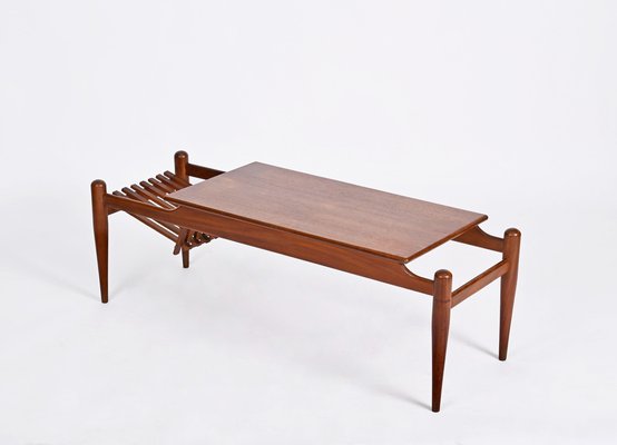 Coffee Table with Magazine Rack in Teak by Ico & Luisa Parisi, Italy, 1960s-JDR-1446871