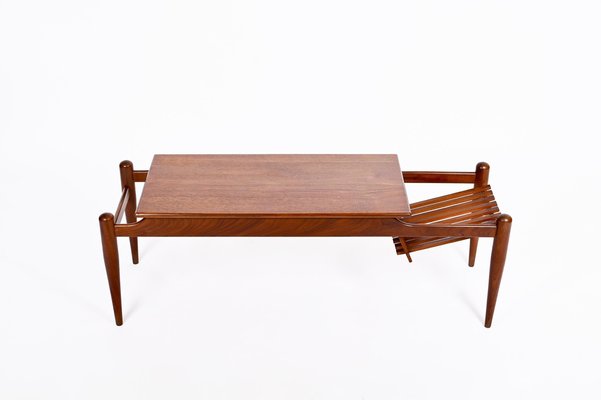 Coffee Table with Magazine Rack in Teak by Ico & Luisa Parisi, Italy, 1960s-JDR-1446871