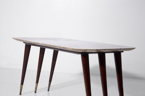 Coffee Table with Marble Top attributed to Giuseppe Scapinelli Form, 1950s-RCE-1802020