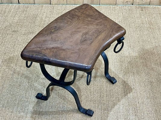 Coffee Table with Nesting Tables in Mahogany and Wrought Iron, 1950s, Set of 3-QYF-2034874