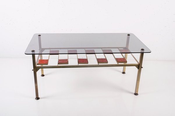 Coffee Table with Painted Ceramic Tiles in Roger Capron Style, 1960s-LBS-971169