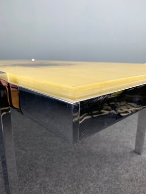 Coffee Table with Resin Plate and Chrome Frame, Germany, 1970s-VQG-660425