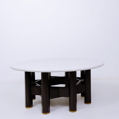 Coffee Table with Round Marble Top by Jan Vlug, Belgium, 1970s-NYF-2024156