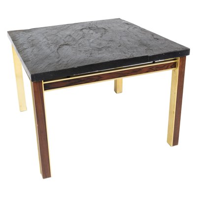 Coffee Table with Slate Plate and Frame of Gilded Metal and Rosewood from Bendixen-UY-911715