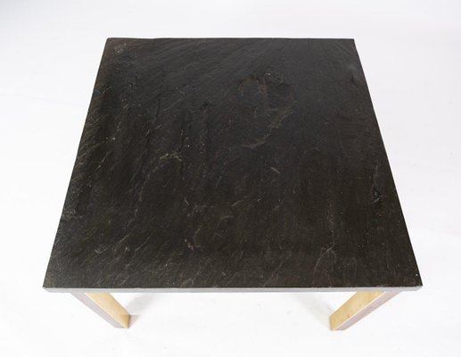 Coffee Table with Slate Plate and Frame of Gilded Metal and Rosewood from Bendixen-UY-911715