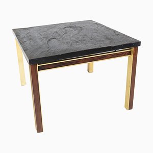 Coffee Table with Slate Plate and Frame of Gilded Metal and Rosewood from Bendixen-UY-911715