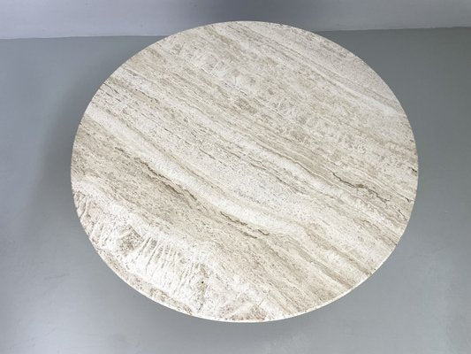 Coffee Table with Travertine Natural Stone Top and Teak Base, 1960s-MKL-2035352