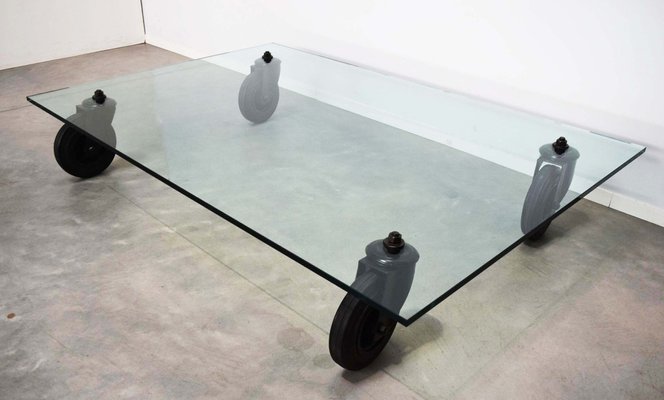 Coffee Table with Wheels by Gae Aulenti for Fontana Arte, Italy, 1980s-WF-1450989