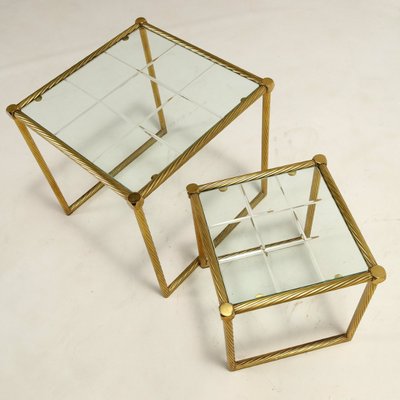 Coffee Tables in Brass and Glass, 1980s, Set of 2-VMM-1765656