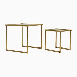 Coffee Tables in Brass and Glass, 1980s, Set of 2-VMM-1765656