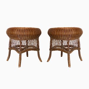 Coffee Tables in Wicker and Bamboo, 1970s, Set of 2-NPC-1069042