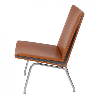 Cognac Bison Leather CH 401 Airport Chair by Hans J. Wegner for Carl Hansen & Søn-MTD-1400538