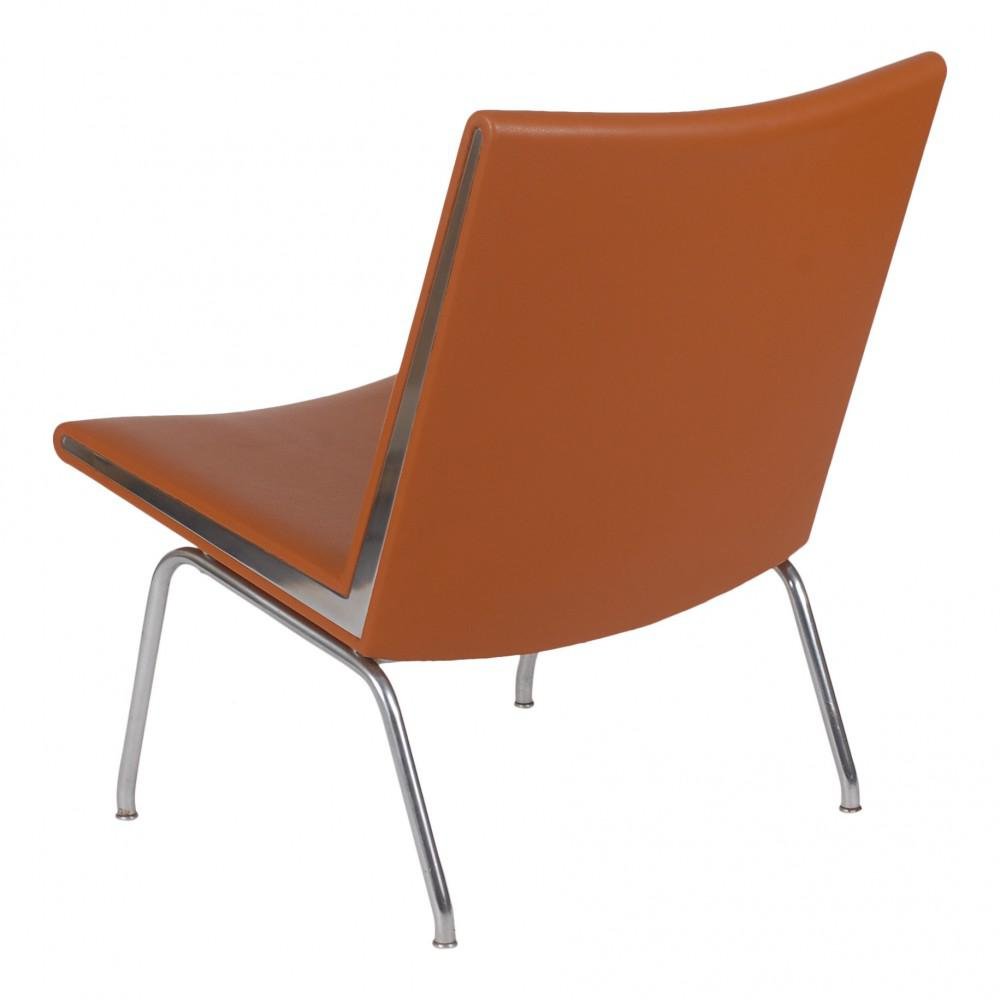 Cognac Bison Leather CH 401 Airport Chair by Hans J. Wegner for Carl Hansen & Søn