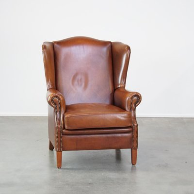 Cognac Color Leather Armchair-HPP-2039531