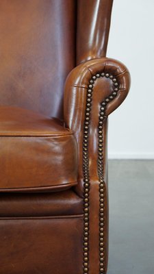 Cognac Color Leather Armchair-HPP-2039531