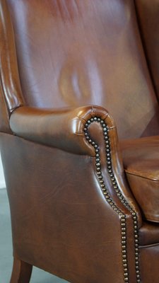 Cognac Color Leather Armchair-HPP-2039531