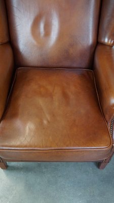 Cognac Color Leather Armchair-HPP-2039531