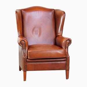 Cognac Color Leather Armchair-HPP-2039531