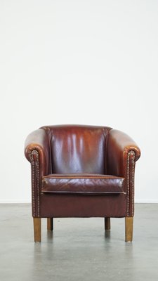 Cognac-Colored Club Chair in Sheep Leather-HPP-2033009