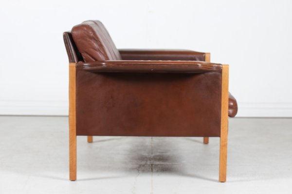 Cognac-Colored Leather 2-Seater Sofa in the Style of Finn Juhl, Denmark, 1960s-QQ-1419337