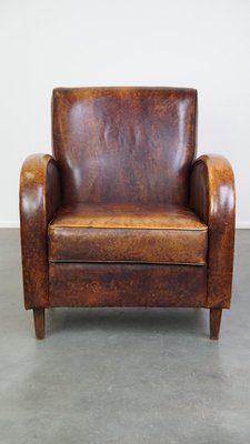 Cognac-Colored Leather Armchair-HPP-2035259