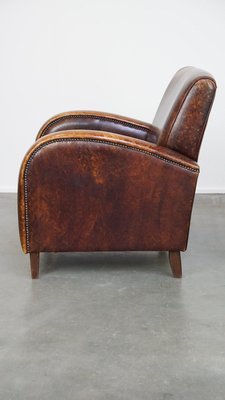 Cognac-Colored Leather Armchair-HPP-2035259