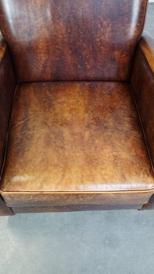 Cognac-Colored Leather Armchair-HPP-2035259