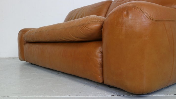 Cognac Leather 2-Seater Bengodi Sofa by Cini Boeri for Arflex, Italy, 1970-DT-2026199