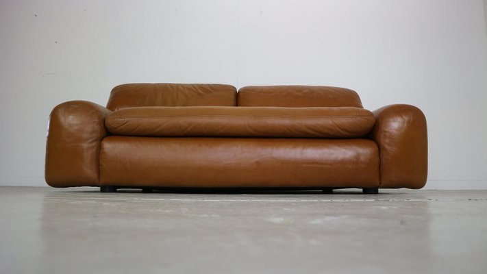 Cognac Leather 2-Seater Bengodi Sofa by Cini Boeri for Arflex, Italy, 1970-DT-2026199