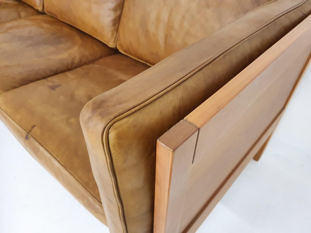 Cognac Leather 2343 Sofa by Børge Mogensen for Fredericia, Denmark, 1960s