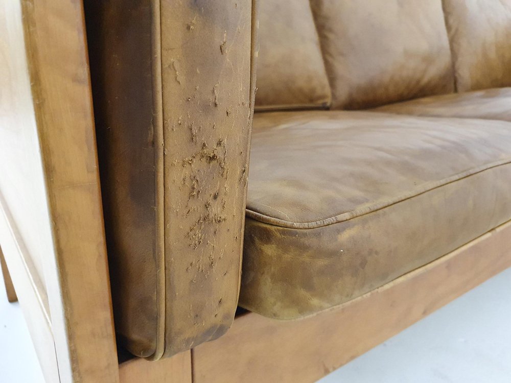 Cognac Leather 2343 Sofa by Børge Mogensen for Fredericia, Denmark, 1960s