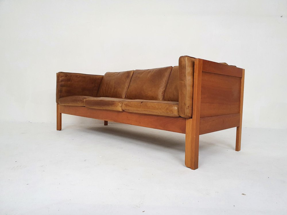 Cognac Leather 2343 Sofa by Børge Mogensen for Fredericia, Denmark, 1960s